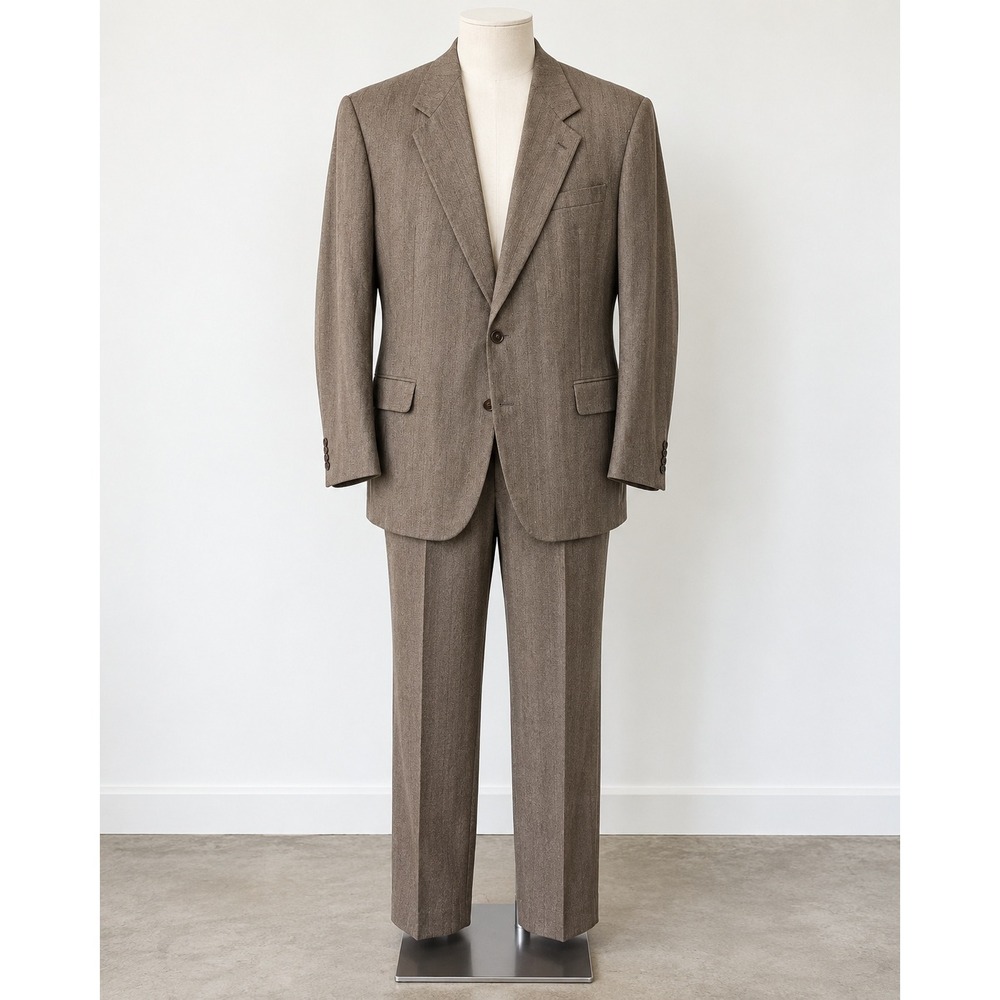 Vintage Mark Alexander Brown Herringbone Pinstripe Wool Suit 48 Long Tall Canada